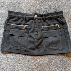 Forever 21 Black Mini Skirt with Front Pockets & Zippers
